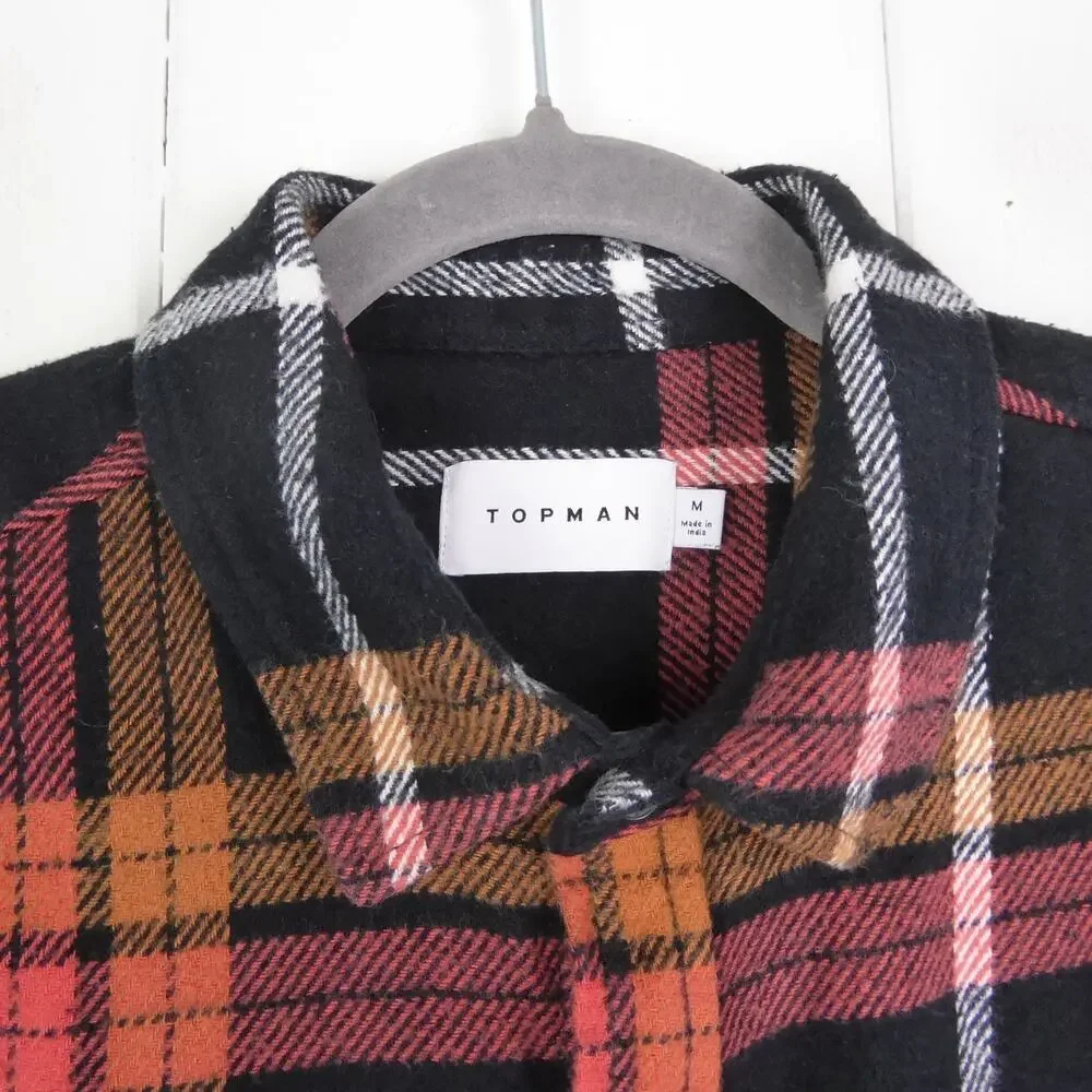 Topman‎ Shacket Mens SZ M Flannel Plaid Heavyweight Outdoors Gorpcore Casual